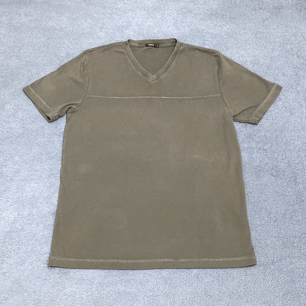 Bossini Men Gray V-Neck Cotton Tee